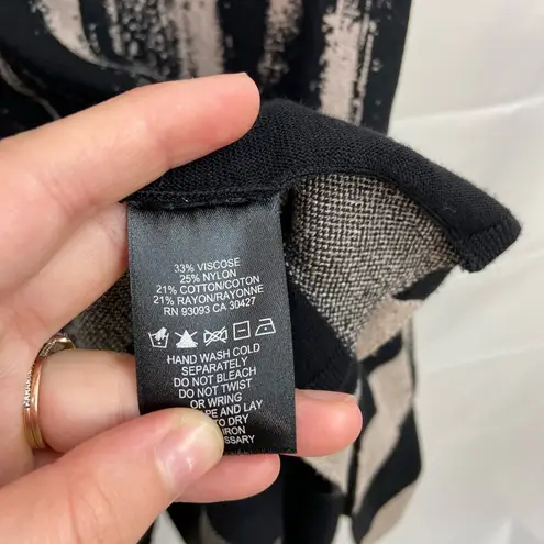 Nic+Zoe NWOT women’s black nude tan knit thick fit and flare sleeveless dress L