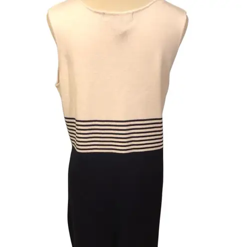 Jessica Holbrook Easy Care Navy Blue & White Striped Sleeveless Sweater Dress Si Size L