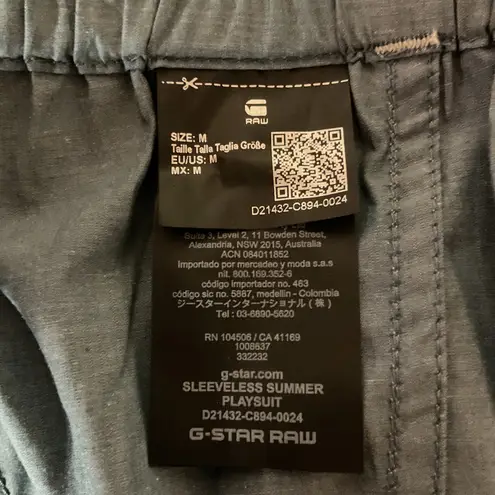 G-Star RAW Women's Sleeveless Summer Cotton Playsuit Jumpsuit Blue Sz Medium NWT