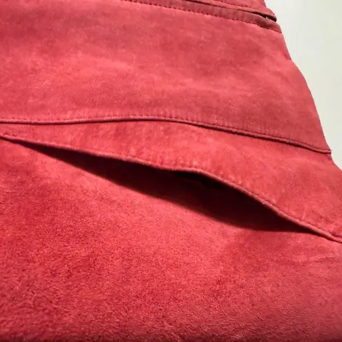 Uniform John Paul Richard 100% Leather Suede Full Zip Jacket Women's Medium Red