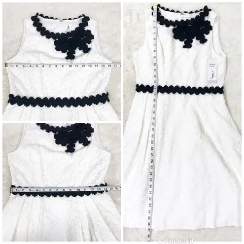 Julia Jordan White Black Sleeveless Lace Dress A-line Knee Length Size 6 New
