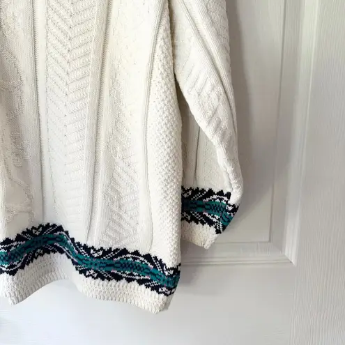 NAS North America Sweaters Deadstock White Green Lined V Neck Sweater Jumper OS Size M