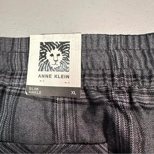 Anne Klein  | Women's Gray Plaid Ankle Pants