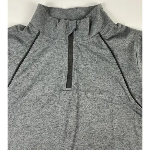 NWT Mono B Gray Mock Neck Short Sleeve Activewear Top Athletic Cropped Womens Size M