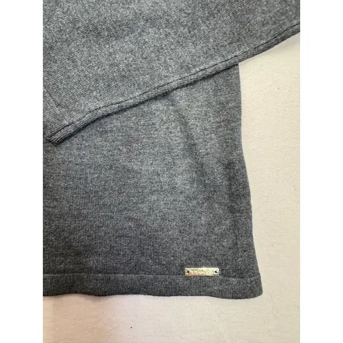 T Tahari Womens Mock Neck Sweater Top Size S Dark Grey Soft Knit Metallic Logo