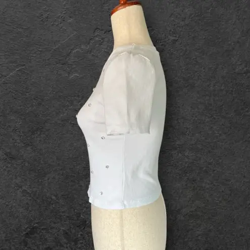 ZARA  short sleeve ribbed Tshirt with large Rhinestones