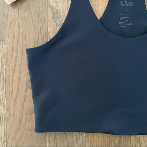 Girlfriend Collective Sustainable Cleo Halter Sports Bra Top Navy Blue Medium
