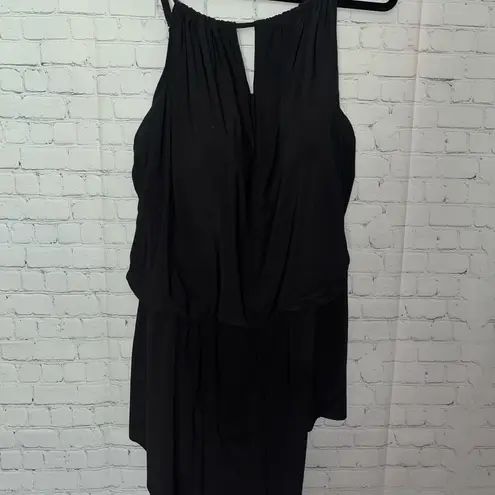 Aqua Green Black Halter Romper Plus Size Keyhole Sleeveless Casual Summer Jumpsuit