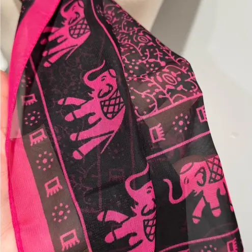 Black and Pink Scarf with Elephants