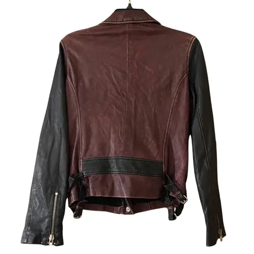 IRO Anabela Lamb Leather Bordeaux Jacket Zip Up SEE MEASUREMENTS FOR SIZING