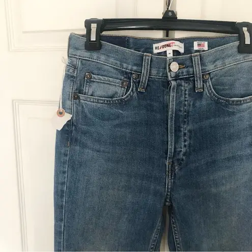 RE/DONE  Originals High Rise Comfort Stretch Ankle Crop Jeans Medium Blue Waah