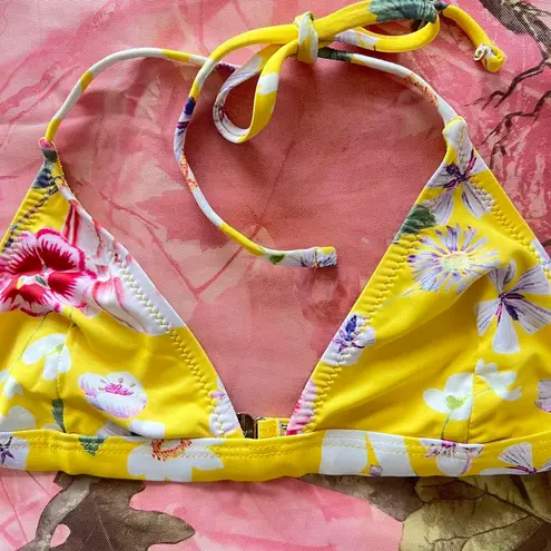 y2k yellow floral triangle bikini top