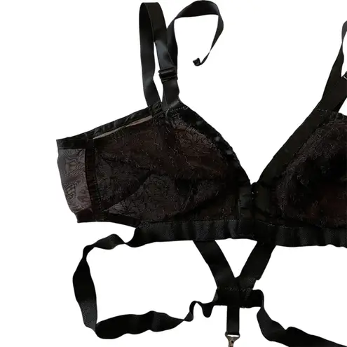 Vintage Gossard Sta-Lo Nylon Lace Black Bralette with Front Closure-Size 32 A