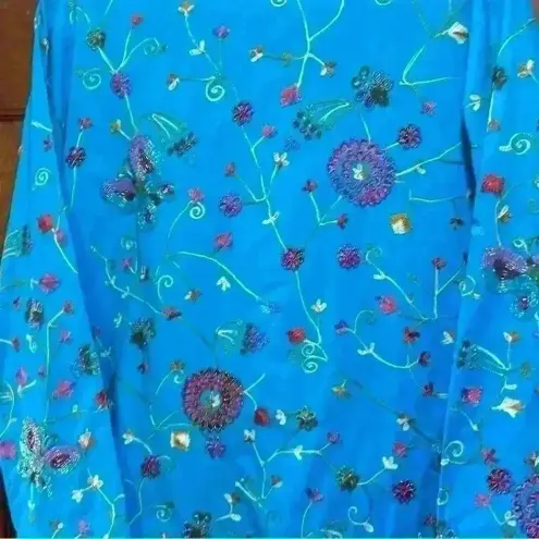 Quacker Factory  Beaded and Embroidered Jacket Blue Size Small