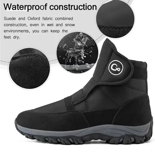Women Winter Hiking Boots: Waterproof Fur Lined Anti Slip Outdoor Boots Black Size 11
