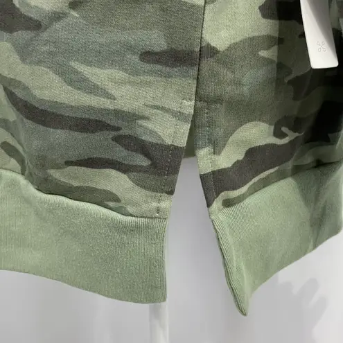 Caslon New Camo Print Side Slit Oversized Sweatshirt Cotton Crewneck Green