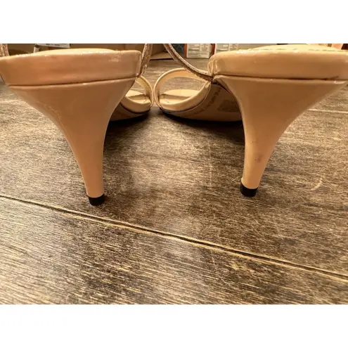 Karl Lagerfeld PARIS DEMAS Ankle Strap Heel Nude Patent US 7 Sandals