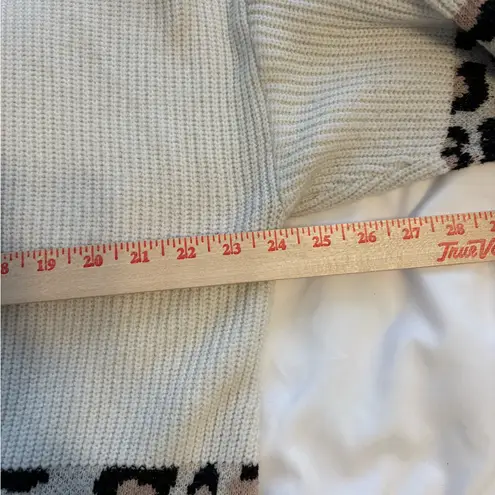 AMOLI Cream Knit Sweater M/L – Leopard Print Statement Sleeves | Cozy Black Size L - Image 4