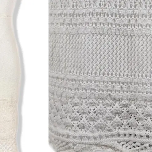 Freshman 1996 Ivory Crochet Knit Boho Sleeveless Midi Dress Size Medium