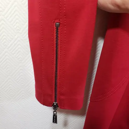 EXTENZO PARIS Women's Large Red Solid Moto, Trench, Quilted, Faux Leather Coat