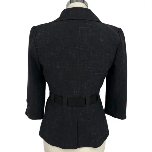 Classiques Entier Wool Linen Tie Waist Blazer Jacket Navy Blue Size 6