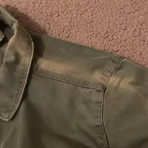 One Teaspoon  distressed military green button up shirt