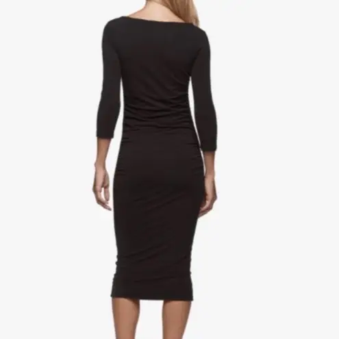 James Perse Black 3/4 sleeve Bodycon midi dress stretchy soft