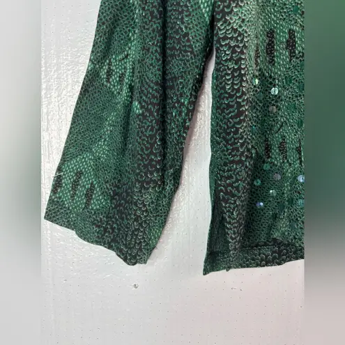 Nue Options S Snake Pattern Sequined Green Women's Top