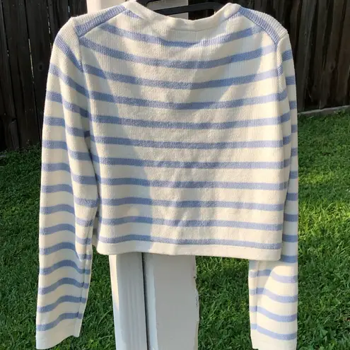 Jessica Simpson NWT L  Blue Striped Cardigan w/Gold Pearl Buttons L