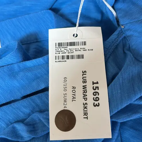 Goldie NWT  Slub Ruffle Wrap Midi Skirt Size Small 100% Pima Cotton Royal Blue