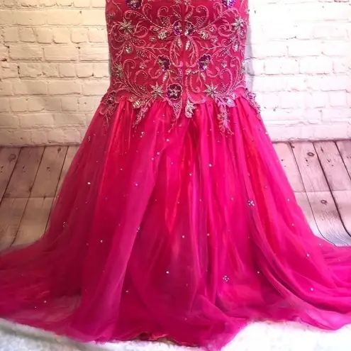 Fuchsia sequin & rhinestone mermaid prom dress Pink Size 6