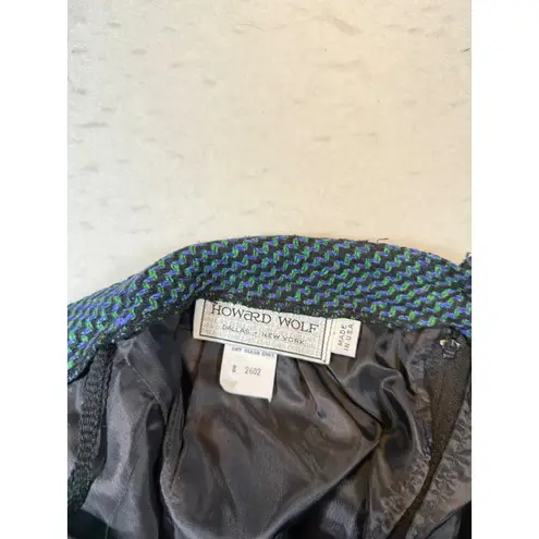 Vintage HOWARD WOLF Womens Size 8 Tweed Pencil Skirt Blue Green Knee Length