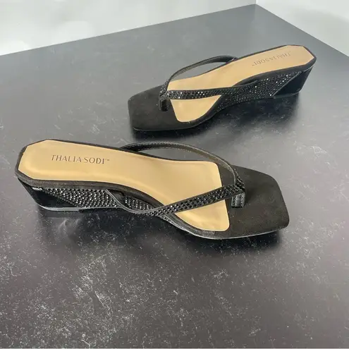Thalia Sodi Women's Verra Wedge Sandals Black Sz 6