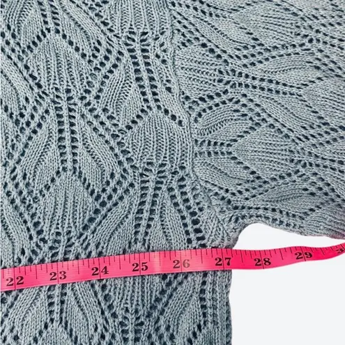 Peace Love World Women's Boheme Open-Stitch Novelty Sweater Blue. Size 1X