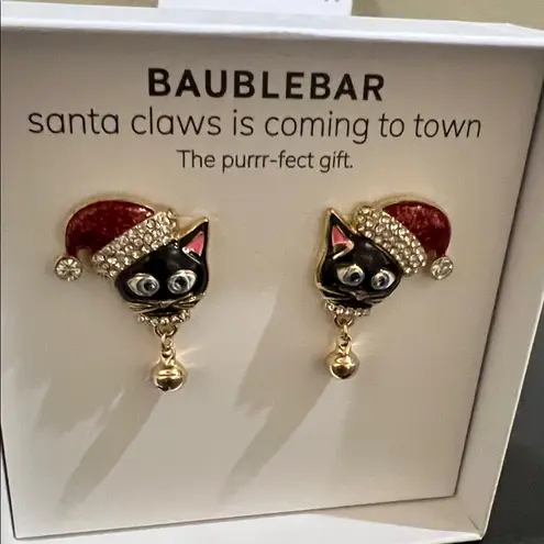 BaubleBar  | Festive Whimsical Cat Earrings w/ Santa Hats