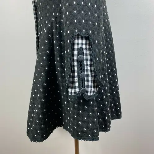 N By Nancy Skirted Coat Jacket M Black White Gingham Mixed Print Lightweight Size M