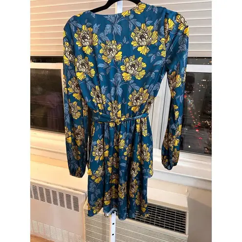 RTR Louna Floral Ruffle Layer Long Sleeve Dress size XS Blue