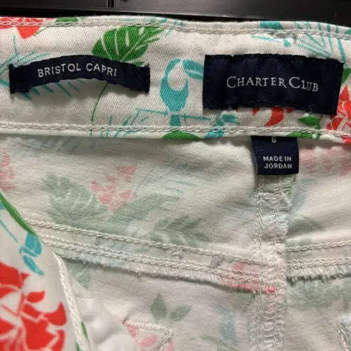 Charter Club Bristol Capri Pants Floral Print Size 6 Cotton/Spandex