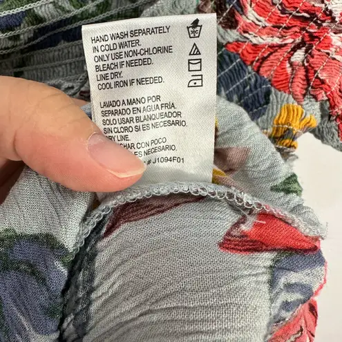 Patrons of Peace Top S Blue Floral Smocked Peplum Boho Cottagecore Festival