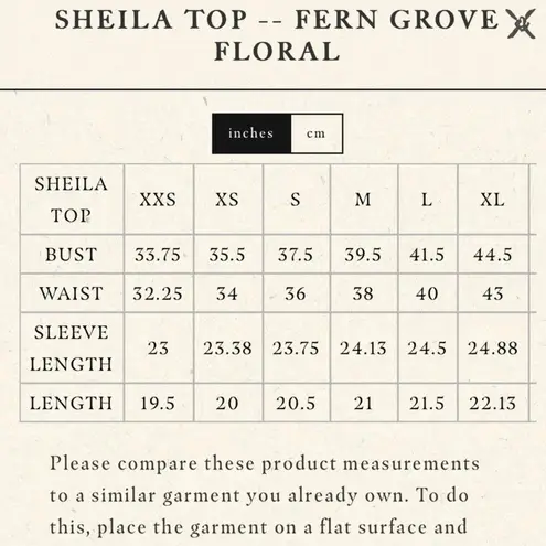 Doen Sheila Fern Grove Floral Top Womens XS Brown