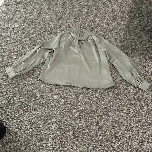 NWT Boutique Lena Sage Green Satin Blouse Sz L Size L