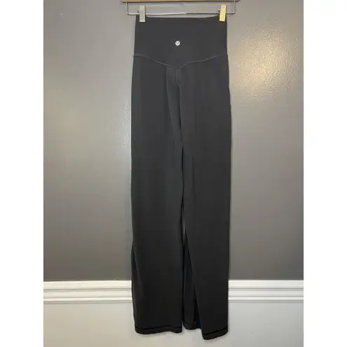 Lululemon Pants Womens 0 Gray High Rise Wide Leg Split Hem Pockets LW5EGZ5.03