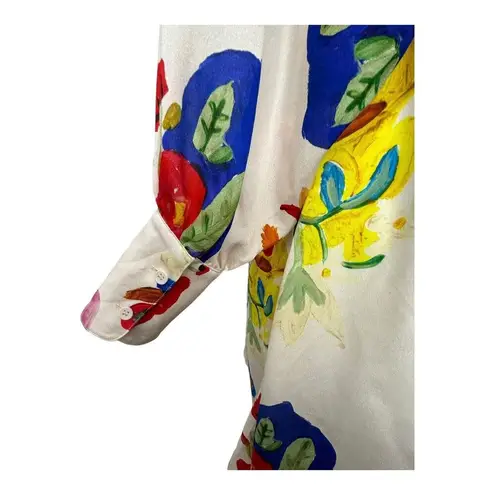 CARESTE Lucine Long Sleeve Silk Dress Insierra Floral Bianco Size 2 Flowing