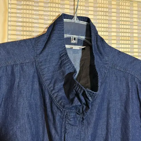 Woman Within Dark Blue Denim Zip and Snap Front Vest or Sleeveless Top 26/28 2X