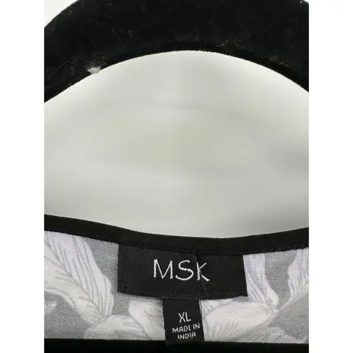 MSK Womens Black Floral Top Size XL Bell Sleeve Boho Whimsigoth Dark Fairy