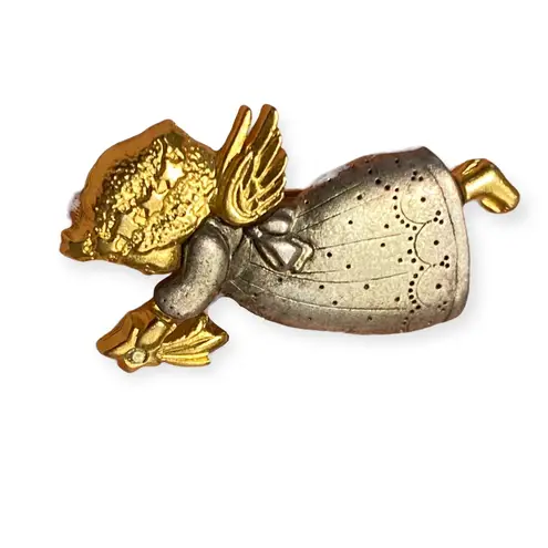 Vintage Danecraft Angel Pin Brooch Gold & Silver Tone Celestial Shooting Star
