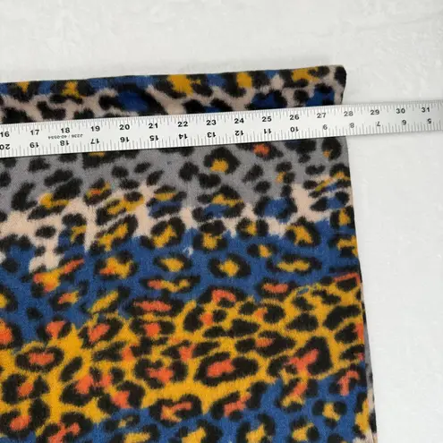 Sunnywind Leopard Print Scarf Blue Yellow Orange Fringe Soft Warm Accessory - Image 3