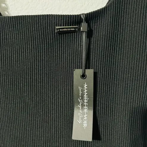 Maniere De Voir Women Black Cut Out Chained Full Front Zipper Mini Dress Sz 4