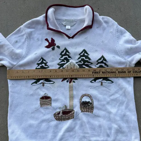 Vintage Y2K Christopher and Banks Rustic Christmas Birdhouse Trees Cardinal 1X White