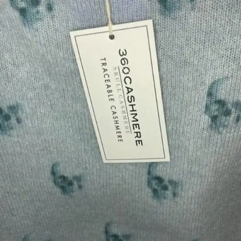 360 Cashmere Skull Cashmere Indie Skull Print Sweater Teal S